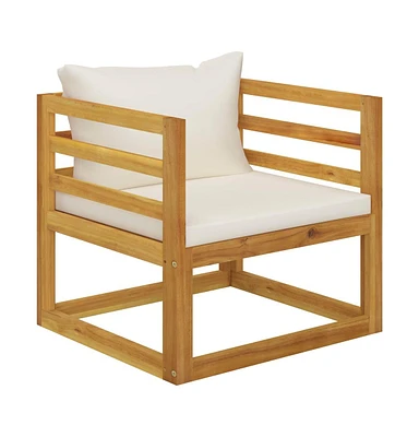 vidaXL Patio Chair with Cream Cushions Solid Acacia Wood