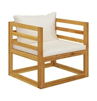 vidaXL Patio Chair with Cream Cushions Solid Acacia Wood