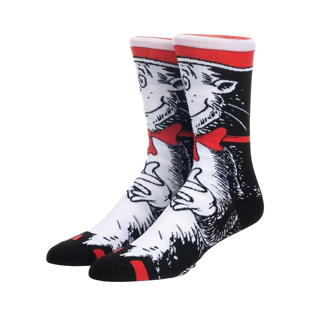 Dr. Seuss Men's Dr Seuss Cat in the Hat 360 Character Crew Socks for Men