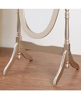 Traditional Queen Anna Style Wood Floor Cheval Mirror, Gold Finish