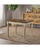 Clearwater Rectangular Sliding Top Table, Dark Oak and Cream, 29.5" x 29" x 49.88
