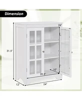 Slickblue Freestanding Display Storage Cabinet with 2 Glass Doors and Adjustable Shelves