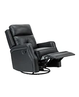 Hulala Home Beatriz 28.74" Wide Genuine Leather Swivel Rocker Recliner