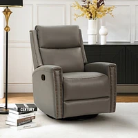 Hulala Home Fiacro 30.31''Wide Genuine Leather Swivel Rocker Recliner