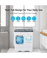 Gymax Portable Semi-automatic Washing Machine 26 lbs Twin Tub Laundry Washer