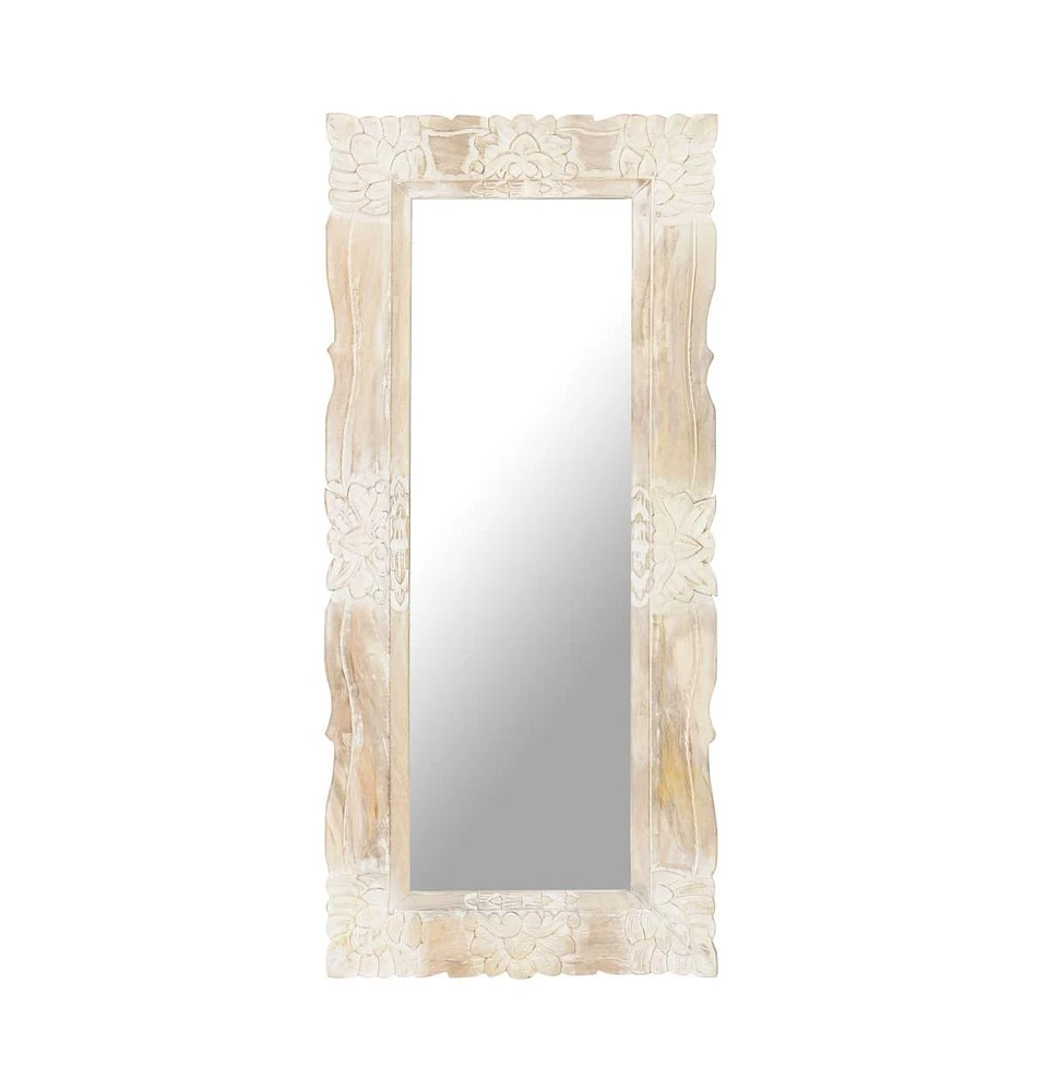 vidaXL Mirror White 43.3"x19.7" Solid Mango Wood
