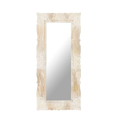 vidaXL Mirror White 43.3"x19.7" Solid Mango Wood