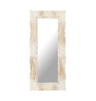 vidaXL Mirror White 43.3"x19.7" Solid Mango Wood