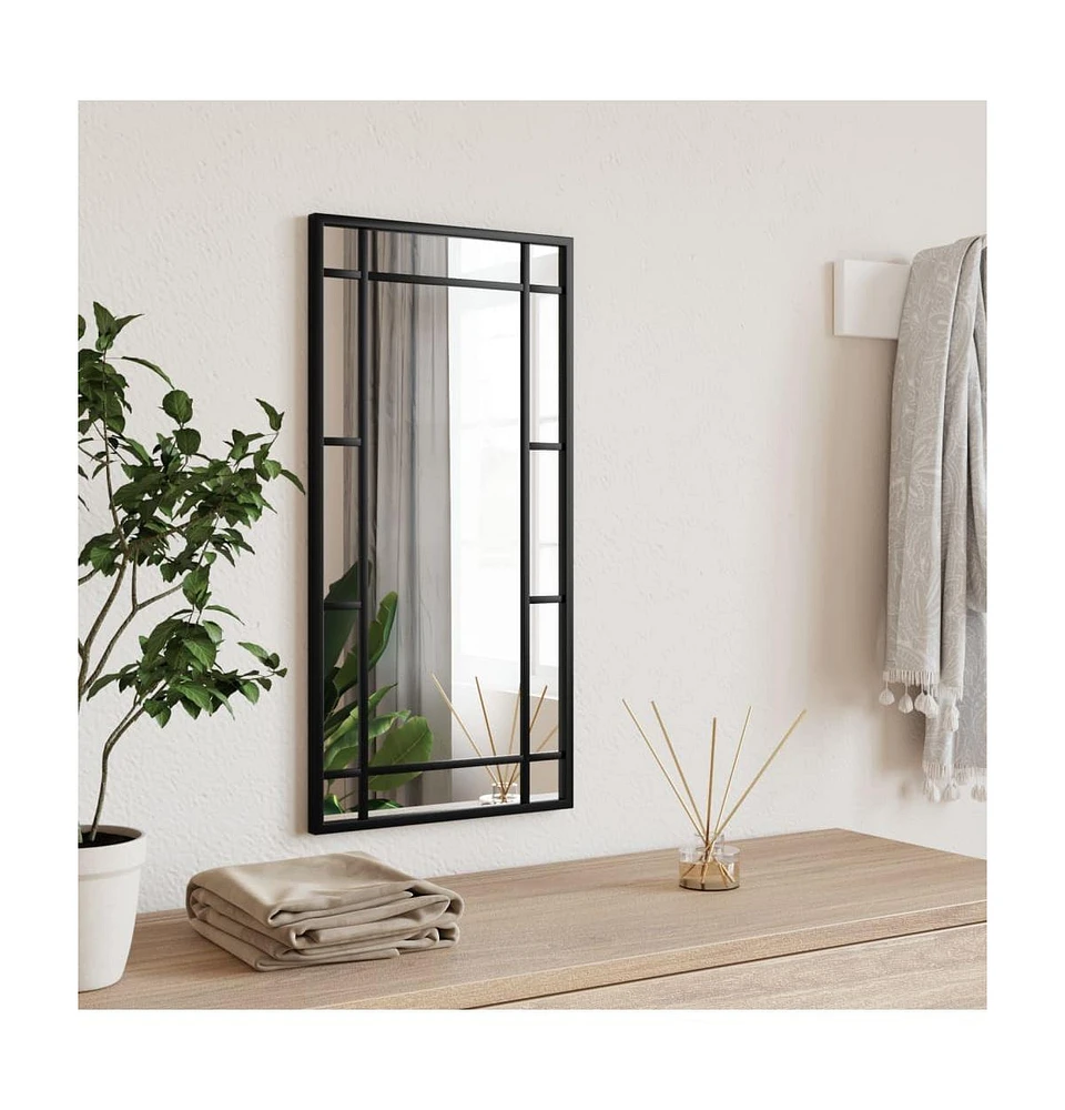 vidaXL Wall Mirror Black 11.8"x23.6" Rectangle Iron