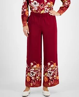 Jm Collection Women's Printed Pull-On Satin Pants, Created for Macy's