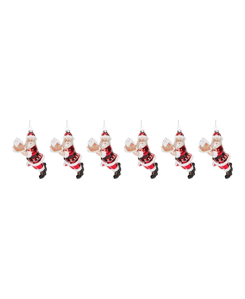 Slickblue Glass Santa With Gingerbread Ornament (Set of 6)