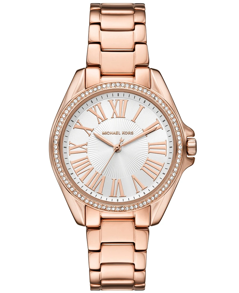 Michael Kors Women's Kacie Three-Hand Rose Gold-Tone Stainless Steel Watch 39mm