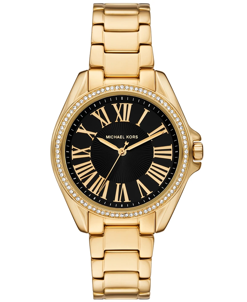 Michael Kors Women's Kacie Three-Hand Gold-Tone Stainless Steel Watch 39mm