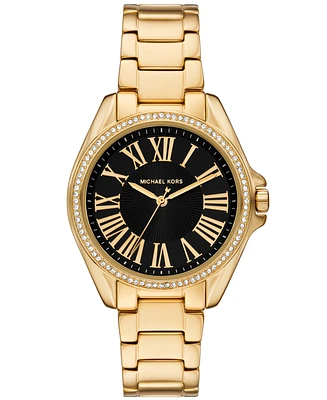 Michael Kors Women's Kacie Three-Hand Gold-Tone Stainless Steel Watch 39mm