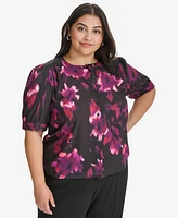 Calvin Klein Plus Floral-Print Button-Front Blouse