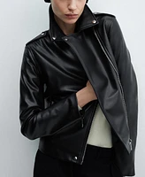 Mango Women's Faux-Leather Biker Jacket