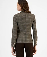 Tahari Asl Women's Plaid One Button Double Breasted Blazer