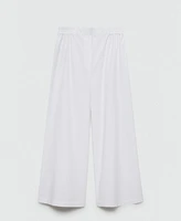 Mango Women's Cotton Wide Leg Trousers