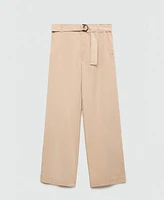 Mango Women's Belt Flowy Pants