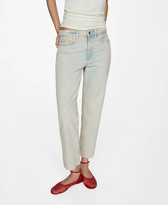 Mango Women's Straight-Fit Cropped Jeans