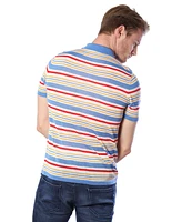 Bellemere Men's Fantasy Stripe Multicolor Tencel Polo Shirt - Blue / multi