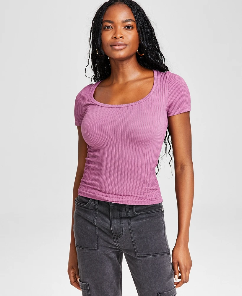 And Now This Women's Scoop-Neck Short-Sleeve Thermal Top, Created for Macy's