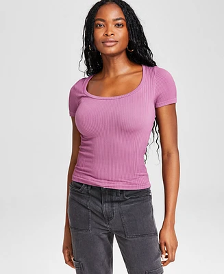 And Now This Women's Scoop-Neck Short-Sleeve Thermal Top, Created for Macy's