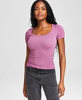 And Now This Women's Scoop-Neck Short-Sleeve Thermal Top, Created for Macy's