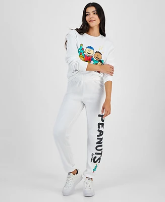 Love Tribe Juniors' Peanuts Holiday Graphic Jogger Sweatpants