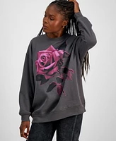 Rebellious One Juniors' Rose Graphic Sweatshirt