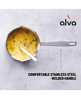 Alva Maestro Stainless Steel Saucepan 2 Qt, 6.3" with Lid for Stainless Steel Cookware Set, Non-Toxic Cookware, Induction Pan, Dishwasher Safe, Stainl