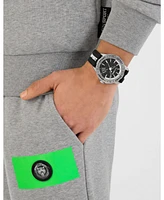 Plein Sport Men's Rampage 3 Hand Date Quartz Black Silicone Strap 44mm