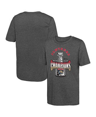 Fanatics Big Boys and Girls Heather Gray Florida Panthers 2024 Stanley Cup Champions Tri-Blend T-Shirt