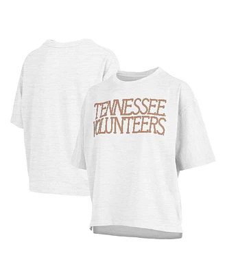 Pressbox Women's Heather Gray Tennessee Volunteers Motley Crew Chain Stitch Slub Waist Length Boxy T-Shirt