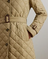 Lauren Ralph Women's Belted Velboa-Lined Quilted Trench Coat