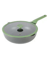 Kenmore Theodore 13 Inch Cast Aluminum Saute Pan W/ Lid Nonstick Interior and Induction Base