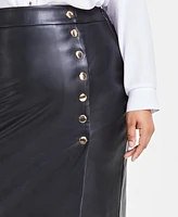 I.n.c. International Concepts Plus Faux-Leather Pencil Skirt, Created for Macy's