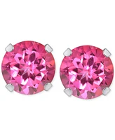 Pink Topaz Solitaire Four Prong Stud Earrings (1-1/5 ct. t.w.) 14k Gold (Also Turquoise)