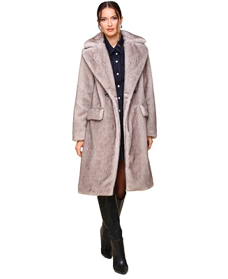 Avec Les Filles Women's Notched-Collar Faux-Fur Coat