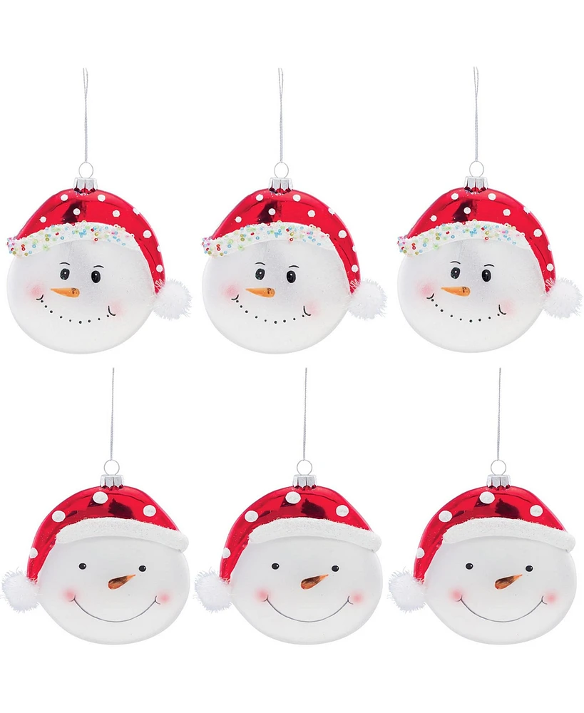 Slickblue Whimsical Snowman Ball Ornament With Hat (Set of 6)