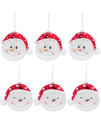 Slickblue Whimsical Snowman Ball Ornament With Hat (Set of 6)