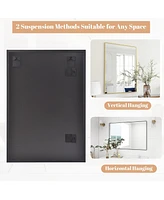 Homlux 24"x36" Rectangular Wall Mirror with Black Aluminum Alloy Frame