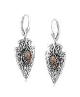 American West Jewelry Fritz Casuse Sterling Silver Arrowhead and Leopard Jasper Gemstone Lever Back Earrings