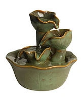 John Timberland Organic Water Lily Modern Indoor Tabletop Small Water Fountain 8" High Cascading Ceramic for Table Desk