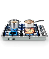 Sugift 30 Inch Gas Cooktop with 4 Powerful Burners and Abs Knobs