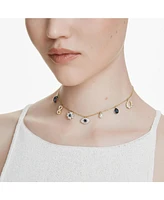 Swarovski Symbolica Choker, Moon, Infinity, Clover, Evil Eye and Horseshoe, Blue, Gold-Tone Plated Necklace