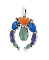 American West Jewelry Sterling Silver Multi Color Gemstone Naja Pendant Enhancer