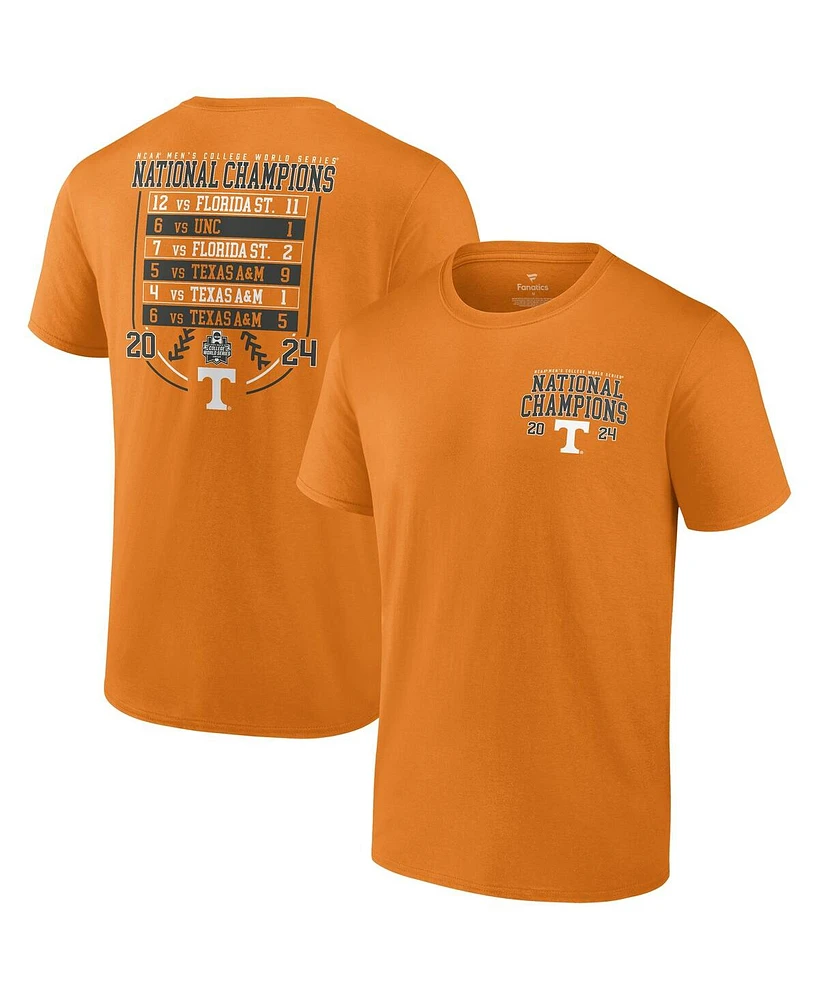 Fanatics Men's Tennessee Orange Tennessee Volunteers 2024 Ncaa Men's Baseball College World Series Champions Schedule T-Shirt