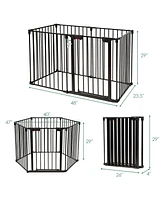 Slickblue Kids 6 Panel Wall-mount Adjustable Baby Safe Metal Fence Barrier