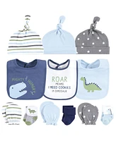 Hudson Baby Baby Boys Caps or Headbands, Bibs, Mittens and Socks 12pc Set, Dinosaur, 0-6 Months